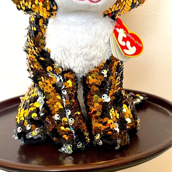 Brand New Ty Flippables STERLING Leopard Beanie Boos Sequins Plush 9" Medium - Picture 8 of 13